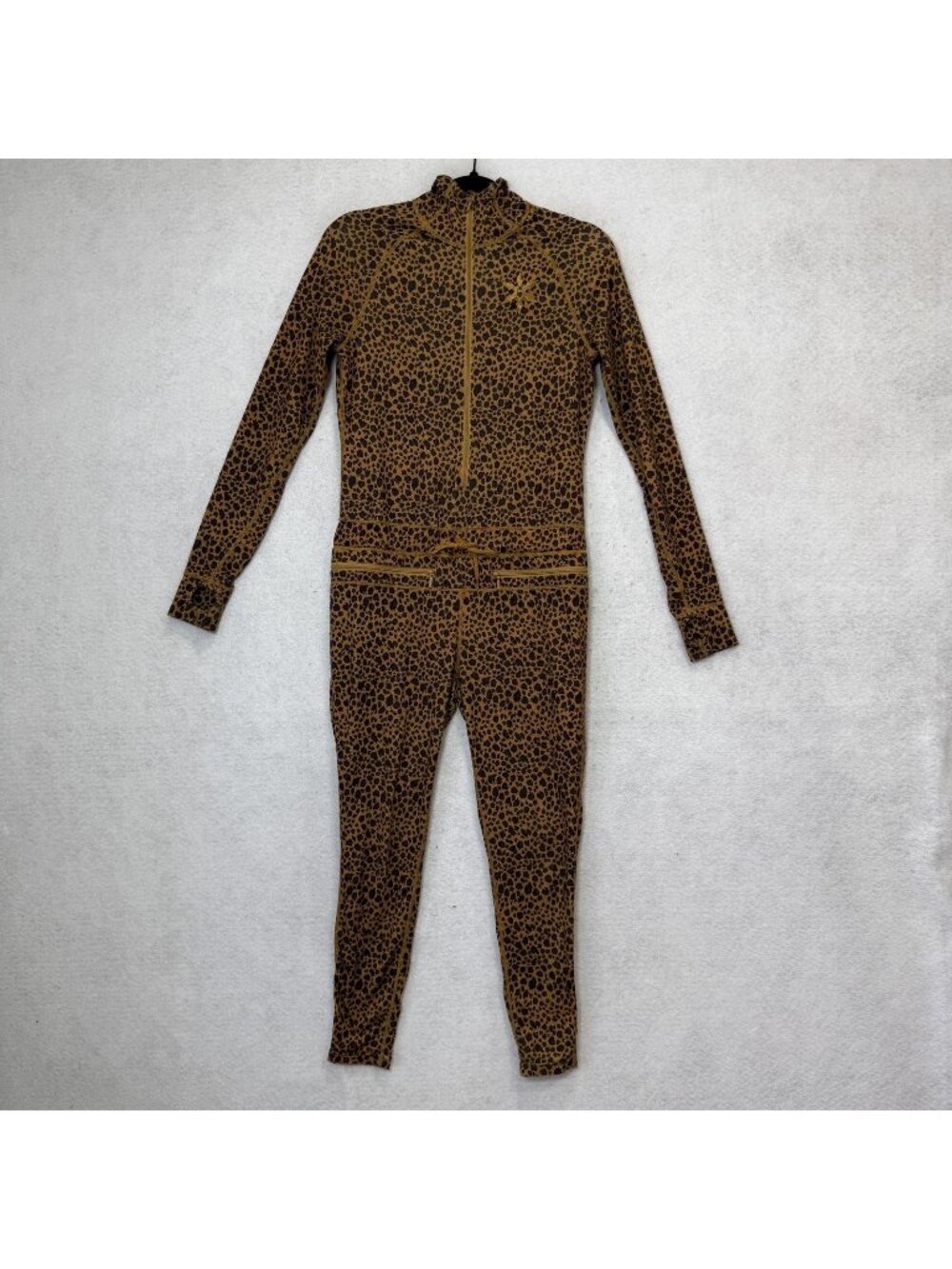 Airblaster Base Layer Catsuit Womens Small Brown Leopard Print Zip One Piece